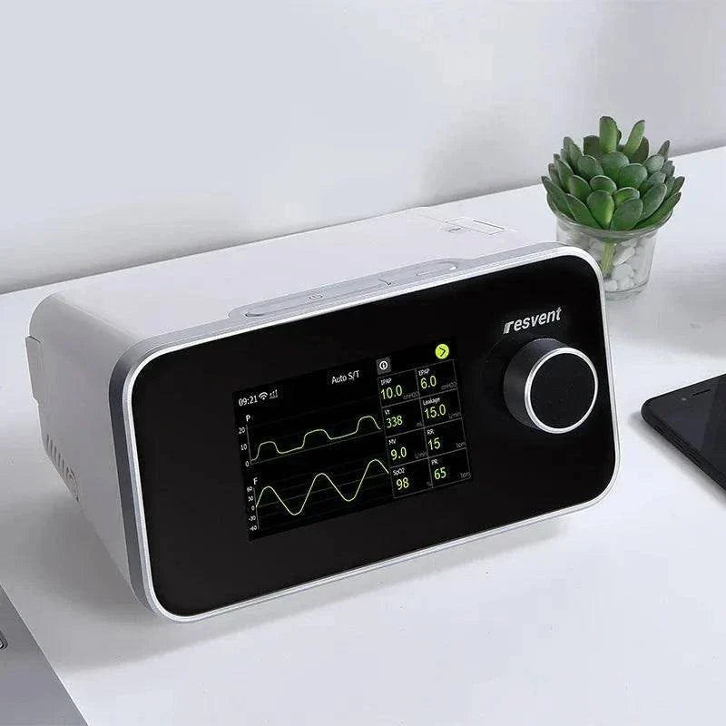 ResVent iBreeze BiPAP machine with dual pressure technology and user-friendly interface for sleep apnea therapy